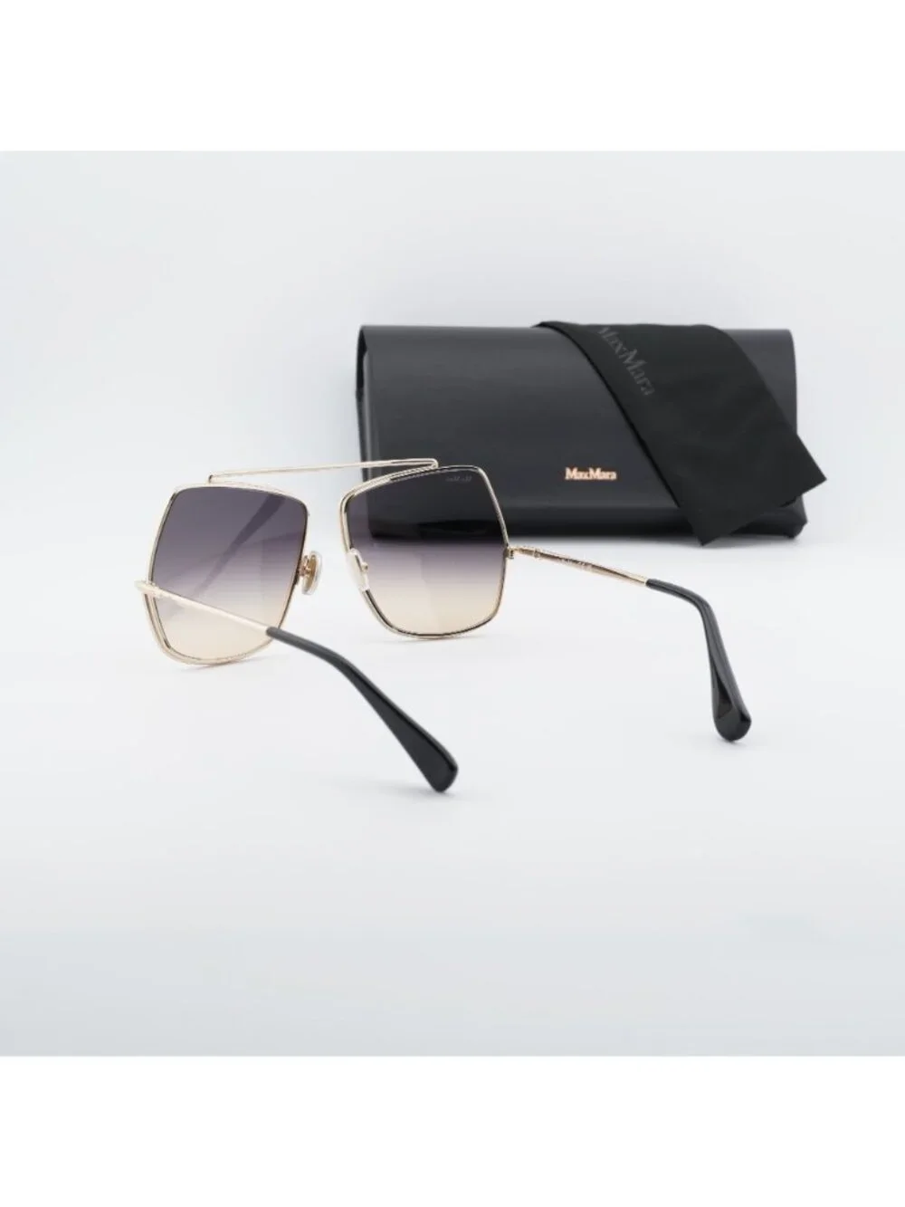 Max Mara MM0102 32B Butterfly Sunglasses - Gold / Smoke Gradient